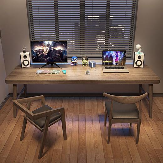 全实木双人电脑桌台式办公桌子家用轻奢学习工作台长条书桌写字 商品图2