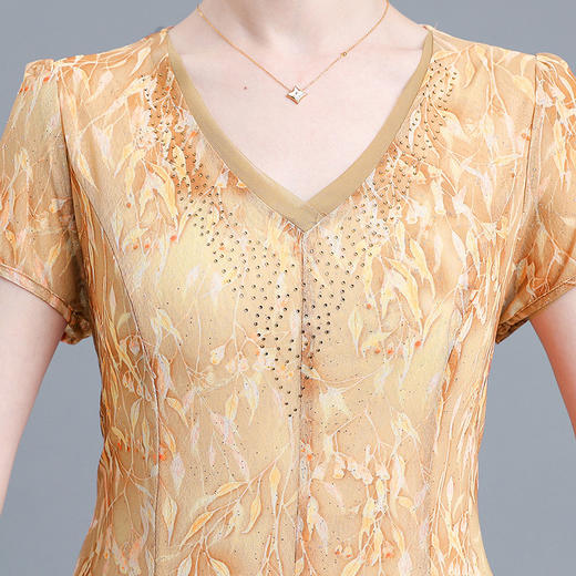 时尚气质妈妈装，短袖打底A字裙QYM-BL2513-Y 商品图4