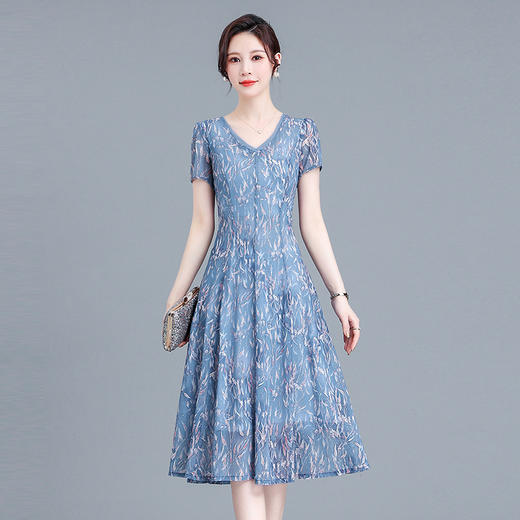 时尚气质妈妈装，短袖打底A字裙QYM-BL2513-Y 商品图1