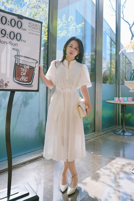Laurel劳芮23法式气质镂空泡泡袖连衣裙LWL342Y14500 商品图5