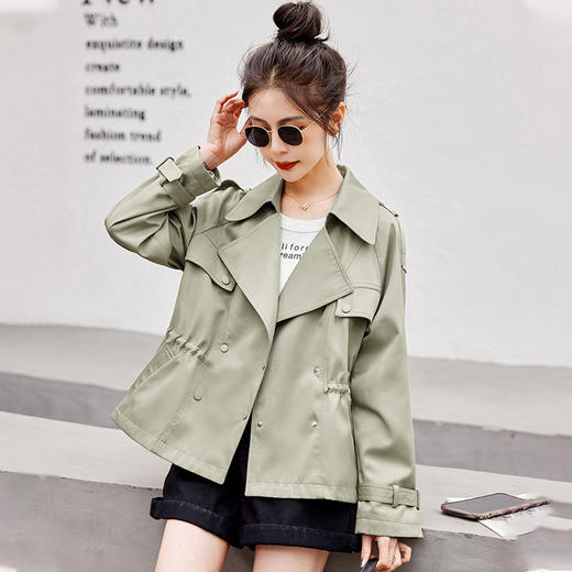 西装领抽绳韩版，短款风衣外套HR-ARE2368 商品图2