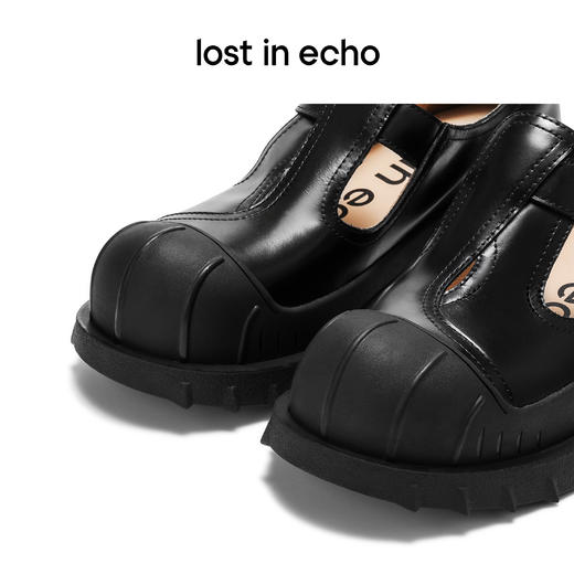 lost in echo设计师品牌交叠鞋舌铆钉猎鸭贝壳头厚底增高玛丽珍鞋 商品图4