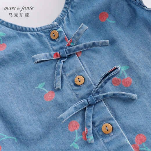 马克珍妮夏装新款 女童趣味樱桃纯棉牛仔背心套装230763 商品图3
