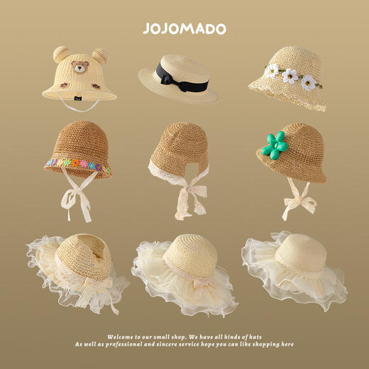 「数款可选」儿童草帽女童遮阳帽 女孩宝宝帽子婴儿防晒帽海边公主帽夏季童装 商品图0