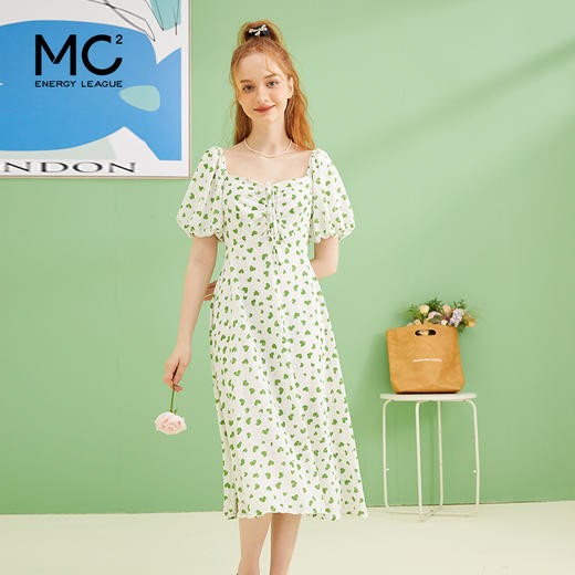 女装爱心碎花泡泡袖连衣裙Q3221522 商品图2