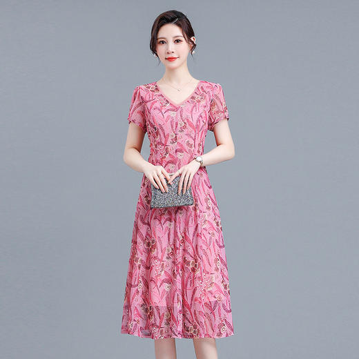 时尚气质妈妈装，短袖打底A字裙QYM-BL2513-Y 商品图5