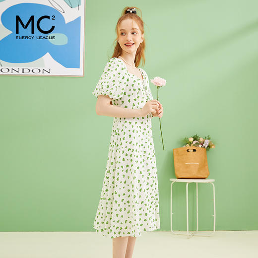 女装爱心碎花泡泡袖连衣裙Q3221522 商品图1