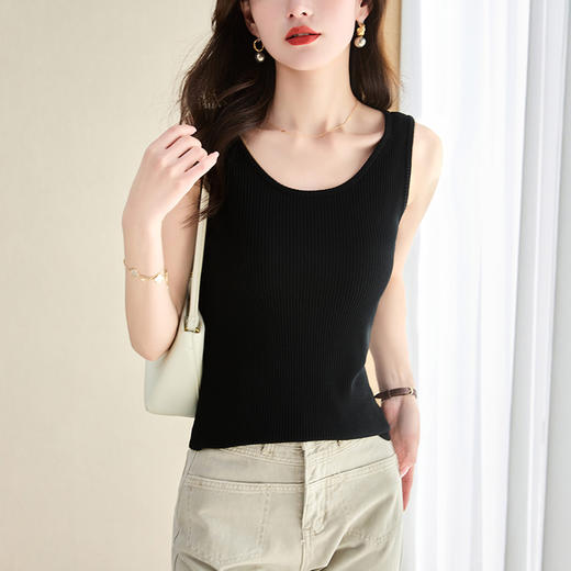 白色无袖，薄款针织背心CC-52-F20 商品图5