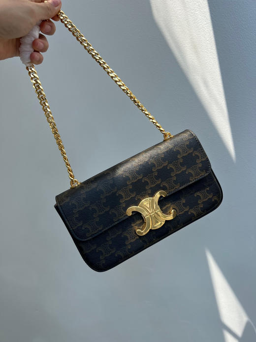 腋下链条包：20.5X10.5X4cm。自己备注 黑色黑扣。老花。黑色金扣 商品图10