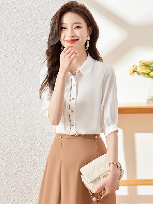 新款褶皱衣身衬衫职场时尚衬衣上衣女穿搭设计感 商品图2