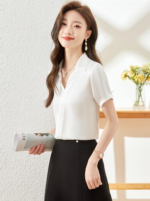v领设计感衬衫职场简约精致时尚衬衣上衣女 商品图3