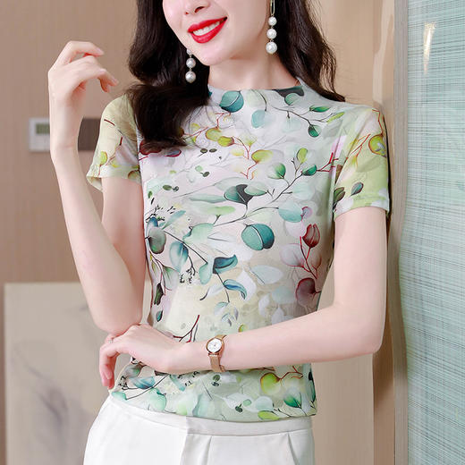 大码网纱双层打底衫，百搭t恤上衣KQL-520N98782 商品图2