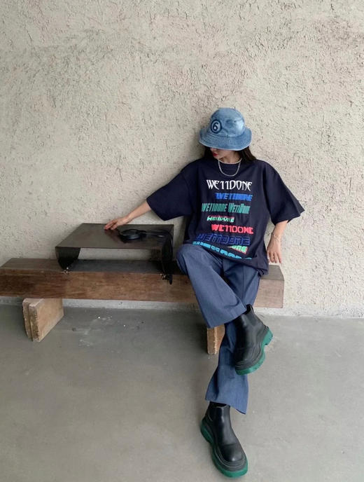 We11done超大版型有机棉弹幕T恤 商品图2