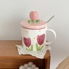 少女心郁金香杯子有盖办公室ins风马克杯高颜值陶瓷水杯生日礼物 商品缩略图2