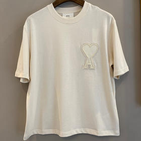 Ami 2021ssDe Coeur贴花短袖Ｔ恤-米白色