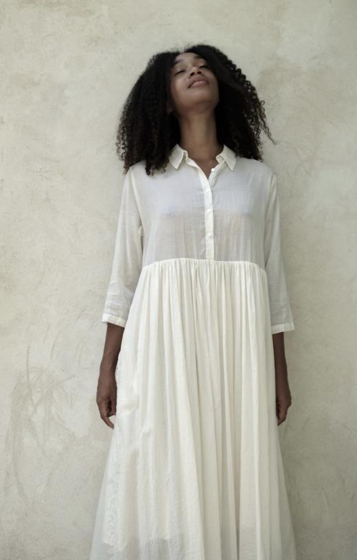 elsa esturgie 衬衫皱褶连衣裙（米白色） 商品图13