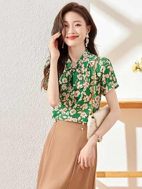 新款蝴蝶结领衬衫休闲百搭舒适显瘦衬衣上衣女