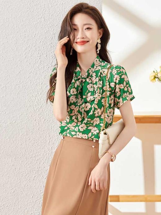 新款蝴蝶结领衬衫休闲百搭舒适显瘦衬衣上衣女 商品图0