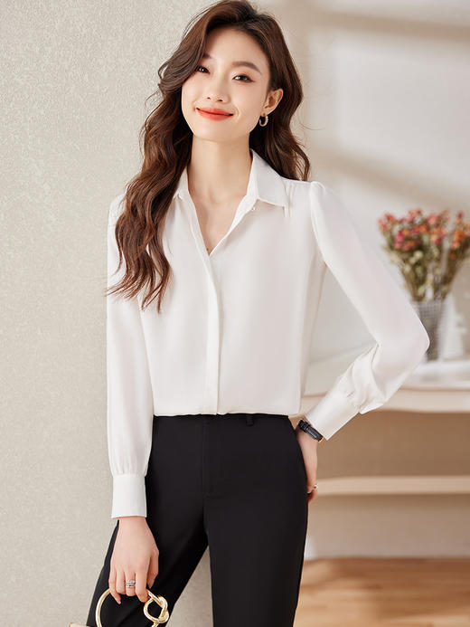 衬衣长袖时尚职业通勤衬衫高腰休闲裤子套装女 商品图4