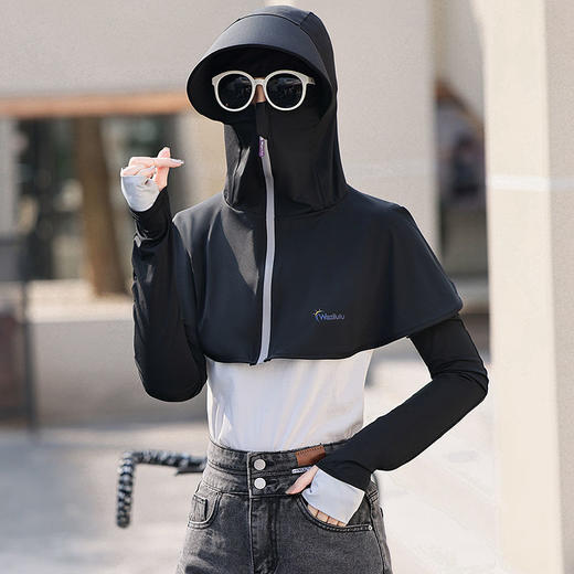 帽子女夏天防晒帽冰丝防晒面罩遮脸护颈骑车开车面纱防紫外线遮阳 商品图5