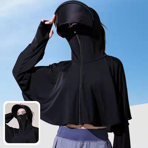 防晒衣冰丝长袖薄防晒披肩斗篷透气防紫外线遮脸护颈面罩 商品图4