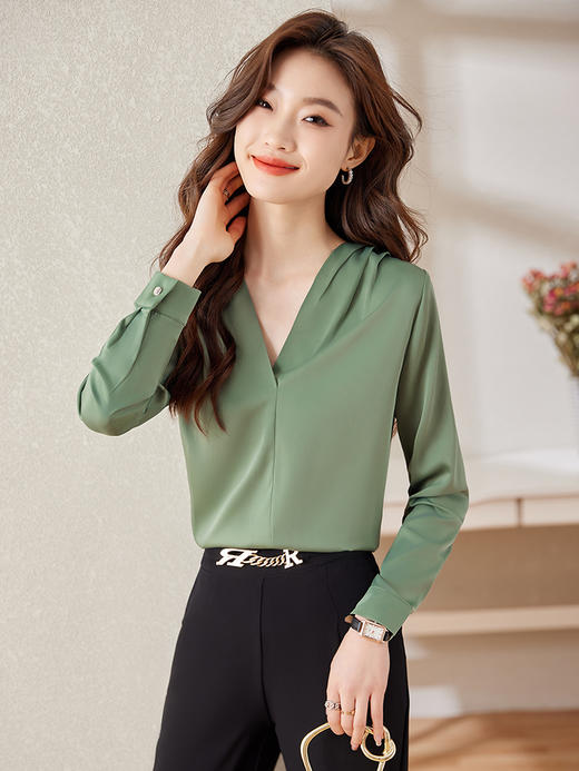 职业通勤衬衫A字高腰半身裙子休闲裤子两件套装 商品图1