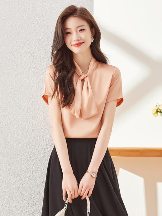 夏季新款显瘦围巾领衬衫职场通勤气质衬衣上衣女 商品图2