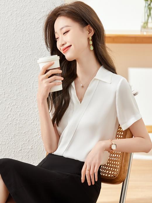 v领设计感衬衫职场简约精致时尚衬衣上衣女 商品图2