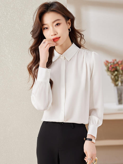 衬衣长袖时尚职业通勤衬衫高腰休闲裤子套装女 商品图3