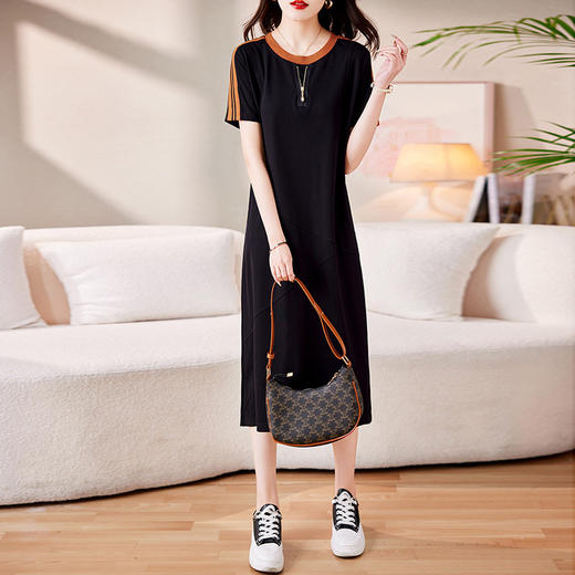气质通勤，撞色圆领简约时尚遮肉显瘦大方连衣裙HR-WL519 商品图2