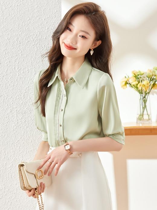 新款褶皱衣身衬衫职场时尚衬衣上衣女穿搭设计感 商品图0