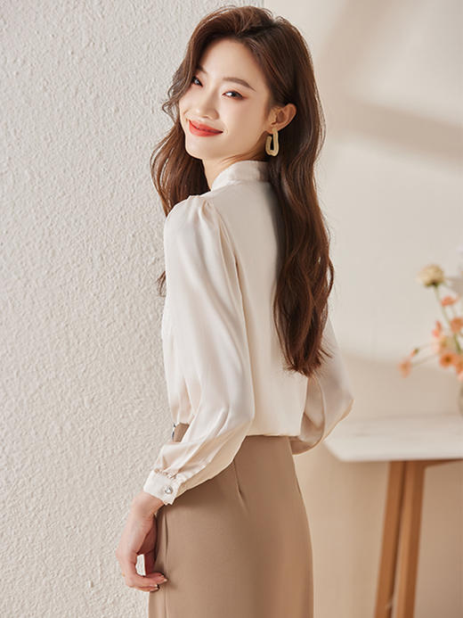 新款蕾丝口袋衬衫简约A型半身裙职场两件套装女 商品图8