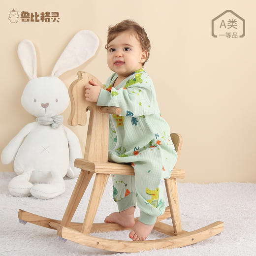 【婴儿纱布睡袋 吸汗透气】婴儿分腿睡袋宝宝纱布A类纯棉薄款防踢被四季新生儿空调家居服 商品图2