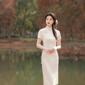 ZAYS-5158春夏改良蕾丝复合旗袍日常少女风年轻立领短袖时尚旗袍