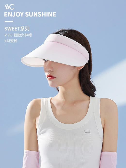VVC防晒帽女夏季新品胭脂女神帽遮阳帽防紫外线空顶大檐时尚渐变 商品图7