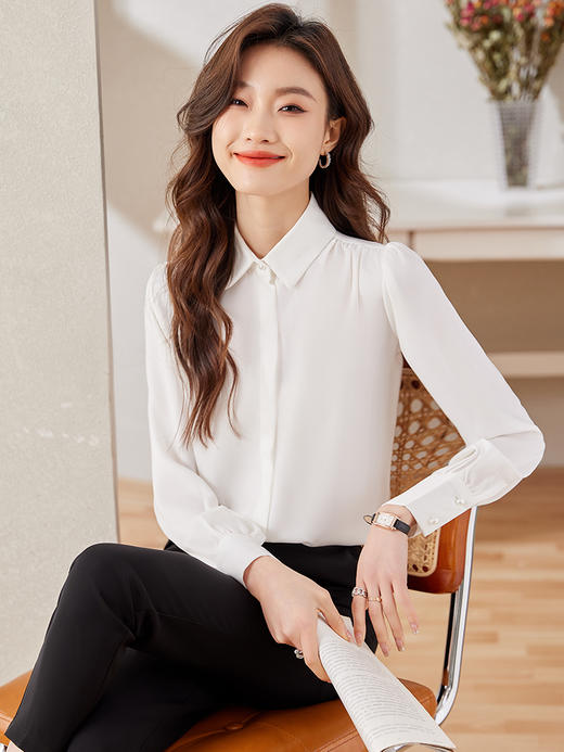 衬衣长袖时尚职业通勤衬衫高腰休闲裤子套装女 商品图2