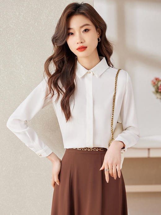 职业通勤衬衫工作服高腰A字半身裙子两件套装女 商品图5