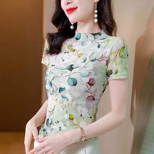 大码网纱双层打底衫，百搭t恤上衣KQL-520N98782 商品图3