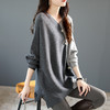 SMZ04652023春装蝙蝠袖撞色拼接针织衫女新款套头毛衣春秋季长袖宽松上衣 商品缩略图3