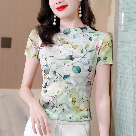 大码网纱双层打底衫，百搭t恤上衣KQL-520N98782 商品图1