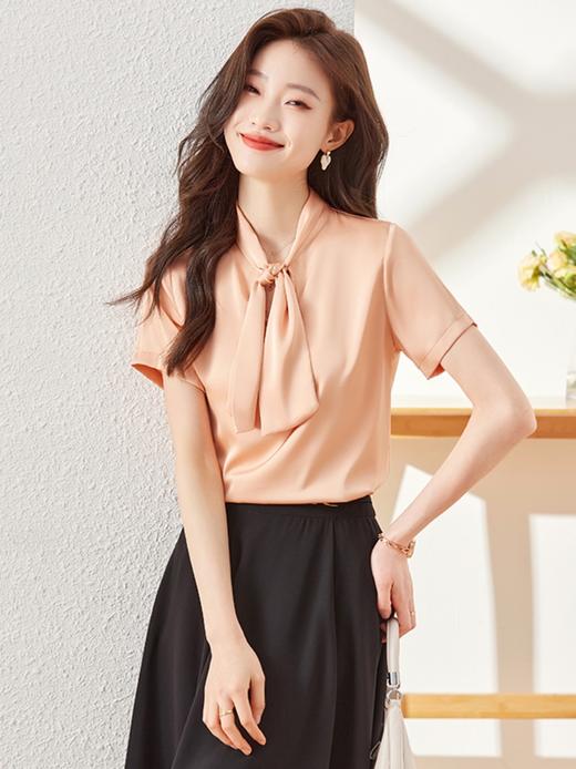 夏季新款显瘦围巾领衬衫职场通勤气质衬衣上衣女 商品图1