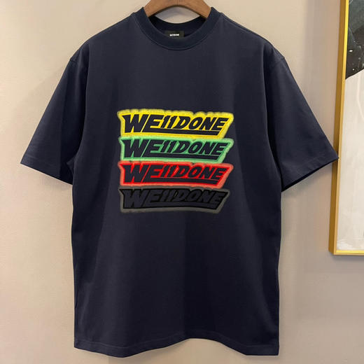 We11done超大版型有机棉植绒弹幕T恤 商品图0