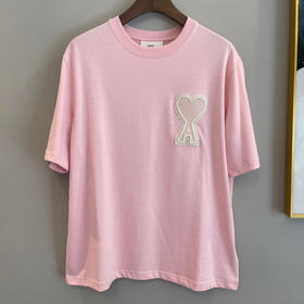 Ami 2021ssDe Coeur贴花短袖Ｔ恤-嫩粉色