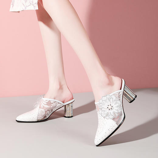 春季新款，大花朵粗跟凉拖YSML-A076-1261 商品图1