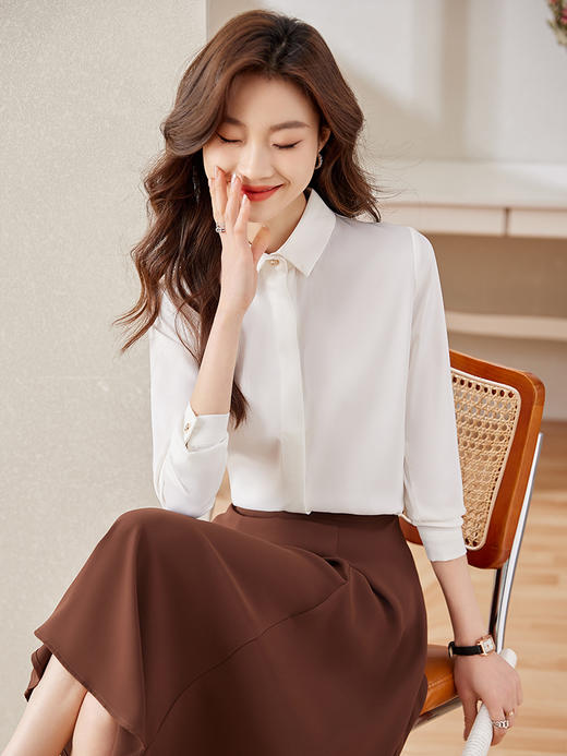 职业通勤衬衫工作服高腰A字半身裙子两件套装女 商品图3