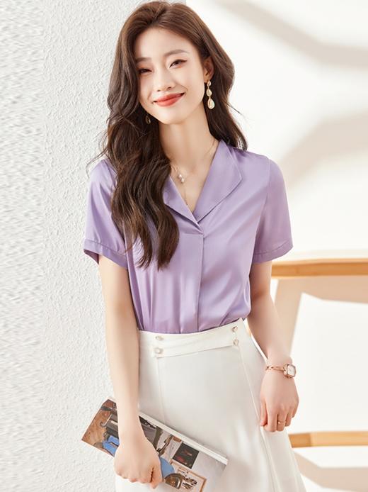夏季新款翻领显瘦百搭衬衫职场精干气质衬衣上衣女 商品图2