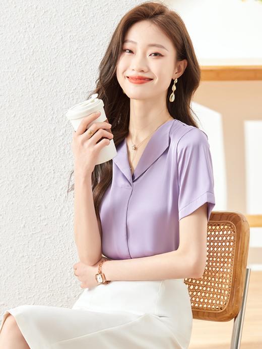 夏季新款翻领显瘦百搭衬衫职场精干气质衬衣上衣女 商品图1