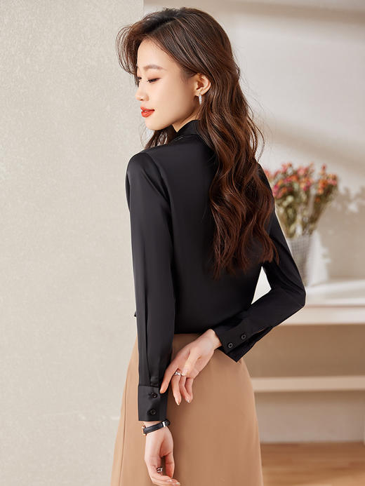 职业通勤醋酸缎面衬衫高腰A字半身裙子休闲裤套装女 商品图8