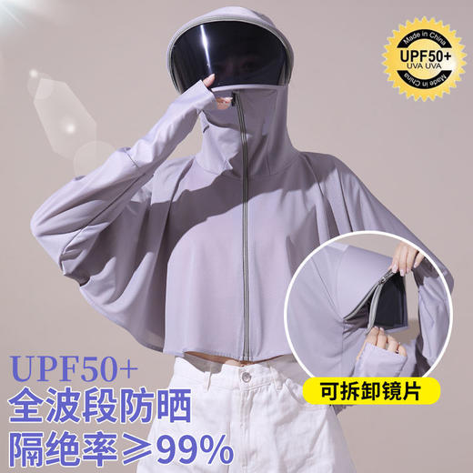 防晒衣女长袖冰丝薄款透气防紫外线防晒面罩可拆卸遮脸护颈骑车短 商品图2
