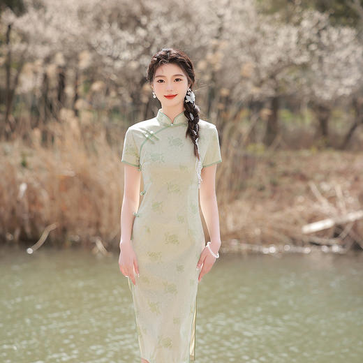 ZAYS-5158春夏改良蕾丝复合旗袍日常少女风年轻立领短袖时尚旗袍 商品图5